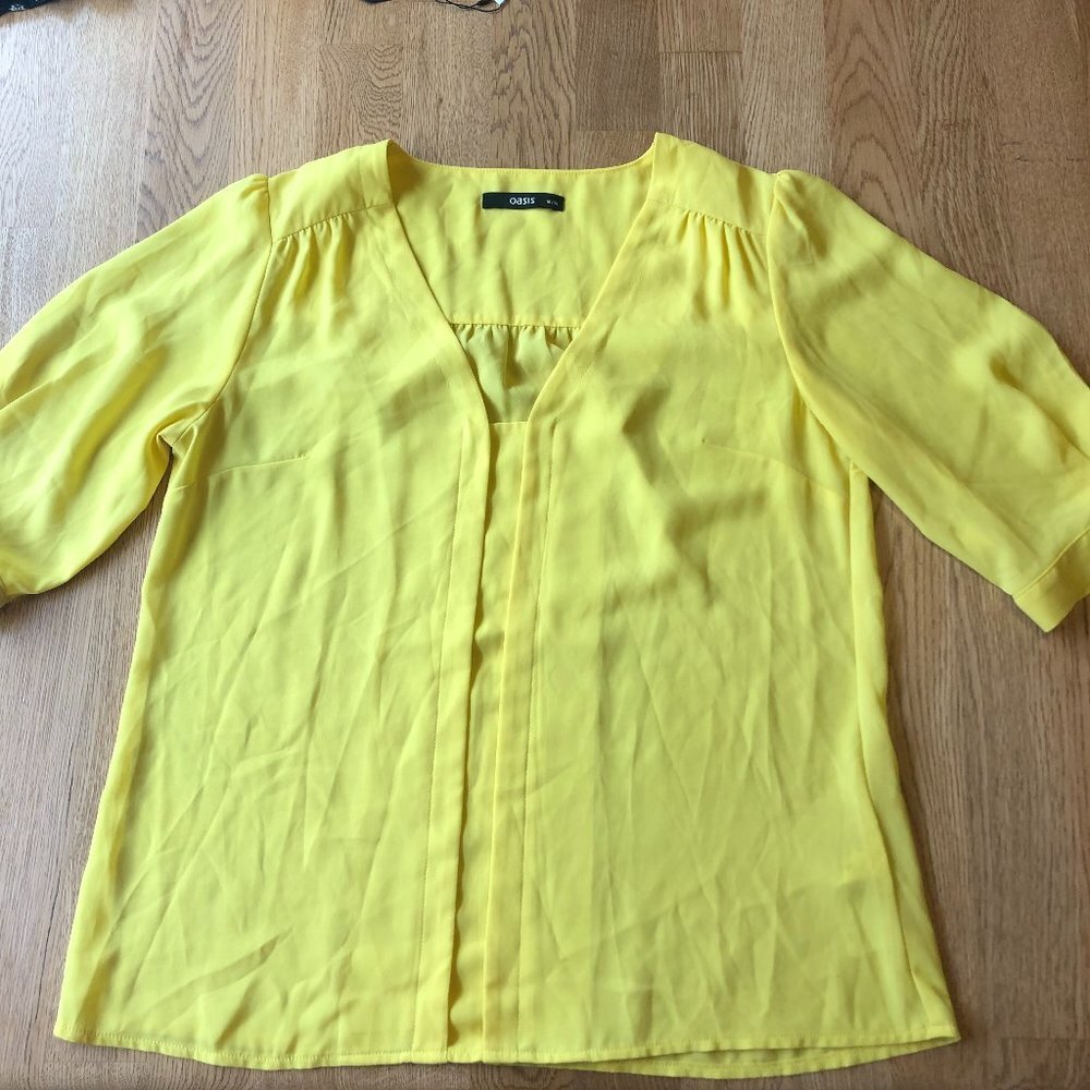 Oasis Yellow Blouse Size 10/36 - Picture 3 of 11